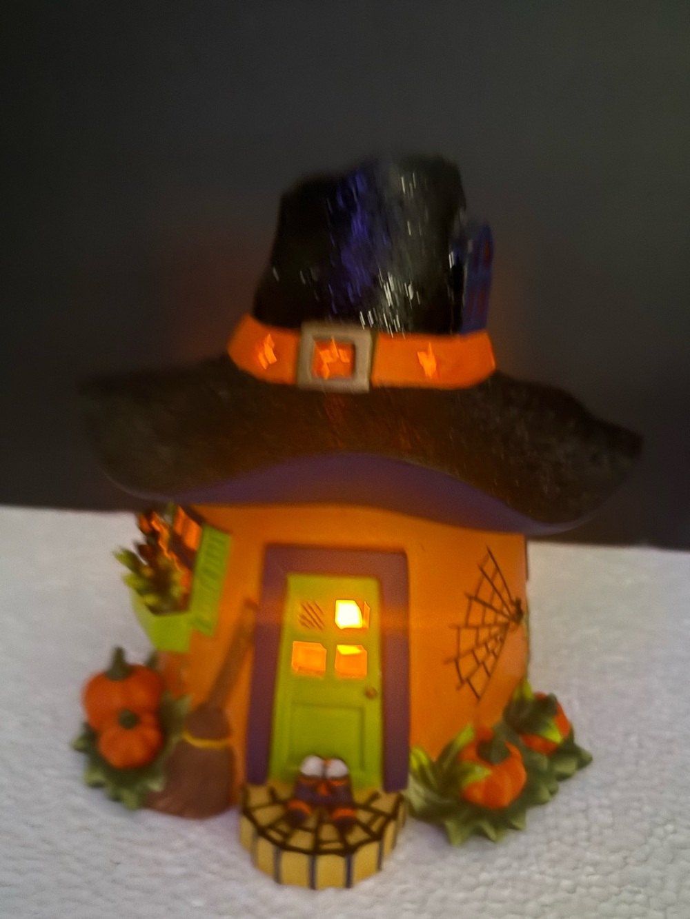 PartyLite Halloween Candle Holder Ceramic Pumpkin Witch House Retired Vintage - Picture 14 of 16